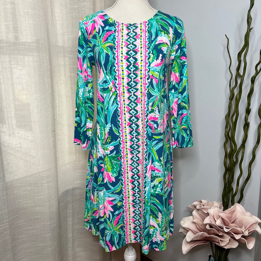 Lilly Pulitzer Ophelia Swing Dress Macaw Blue Sweet Escape‎ Knit Women's Small